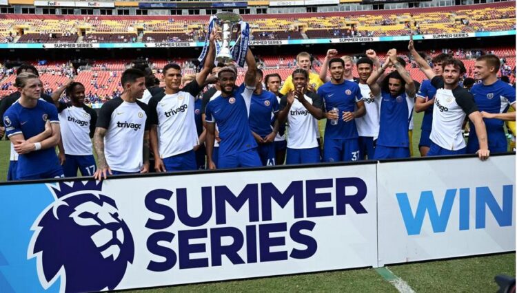 TUR PRA MUSIM— Pemain Chelsea ketika memenangi Premier League Summer Series di Amerika Serikat (31/7).