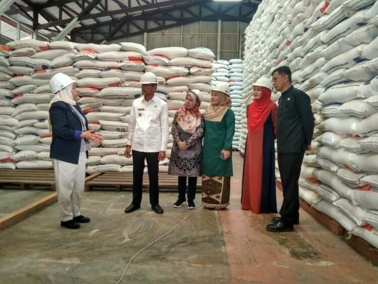 Harga Beras Meroket, Bupati Tinjau Ketersediaan Beras di Gudang Bulog 1 DENGARKAN—Bupati Safaruddin saat mendengarkan pemaparan Pimpinan Cabang Bulog Bukittinggi Sri Wahyuni di gudang bulog Tanjuang Pati