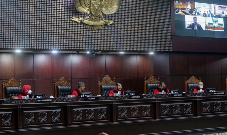 MK kembali Tolak Gugatan Presidential Threshold 1 SIDANG— ajelis Hakim Mahkamah Konstitusi (MK) sedang sidang di Gedung Mahkamah Konsitusi, Jakarta.