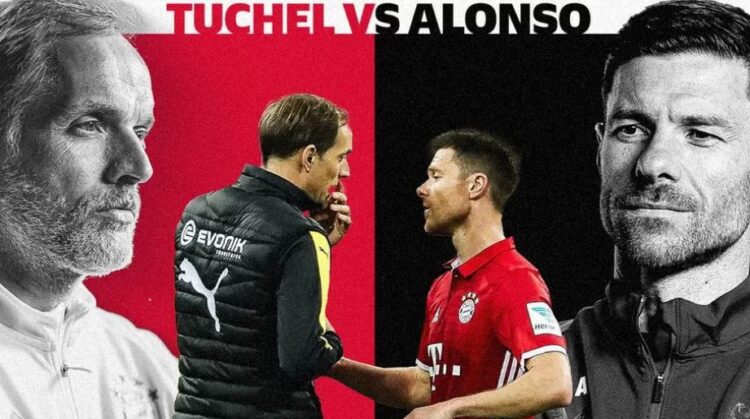 PELATIH JENIUS— Duel Bayer Munchen VS Bayer Leverkusen dalam lanjutan Bundesliga, Sabtu (16/9) dinihari menjadi duel dua pelatih jenius yaitu Thomas Tuchel dan Xabi Alonso.