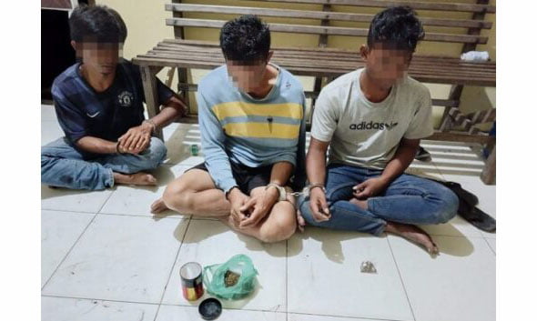 3 Sekawan Ditangkap Gegara Ganja 1 GANJA— Tiga pelaku yang terlibat peredaran ganja ditangkap jajaran Polsek Sungai Beremas.
