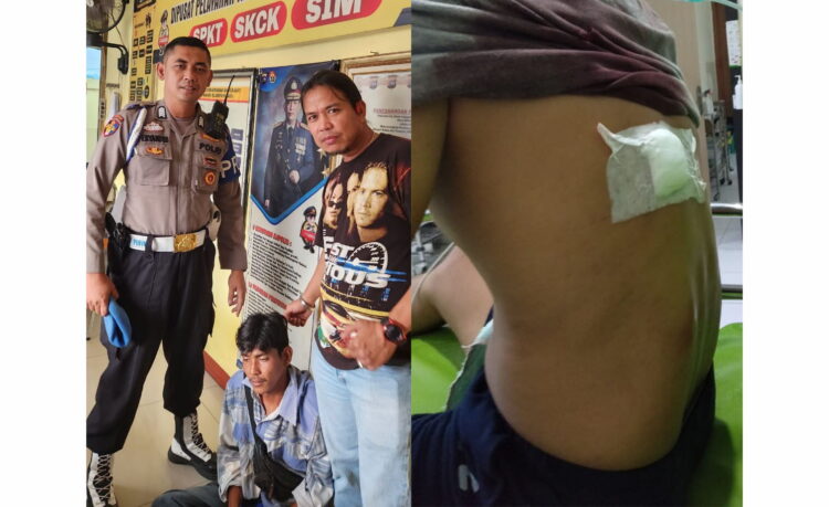 PENIKAMAN— Pelaku R yang menikam korban Oswaldi diamankan di Polresta Padang. 
Sedangkan korban 
dibawa ke rumah 
sakit untuk diobati.