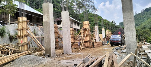 Kondisi pengerjaan Gedung Sentra Tenun Silungkang saat ini