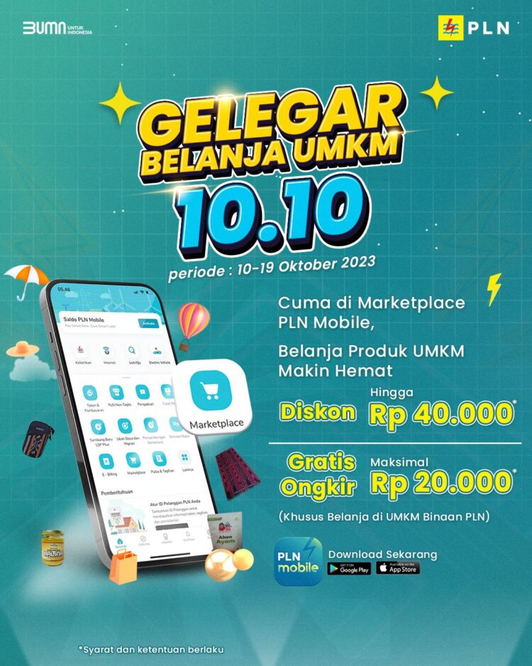 Yuk Siap-Siap Check-Out! Harbolnas di PLN Mobile 10.10 Gratis Ongkir Produk UMKM 1 b9473339 54d9 4c85 87d7 aed78fc92be2