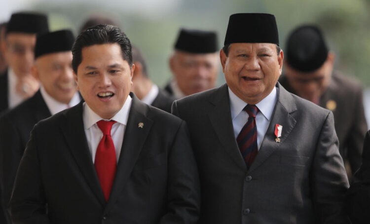 Prabowo Subianto bersama Erick Thohir.
