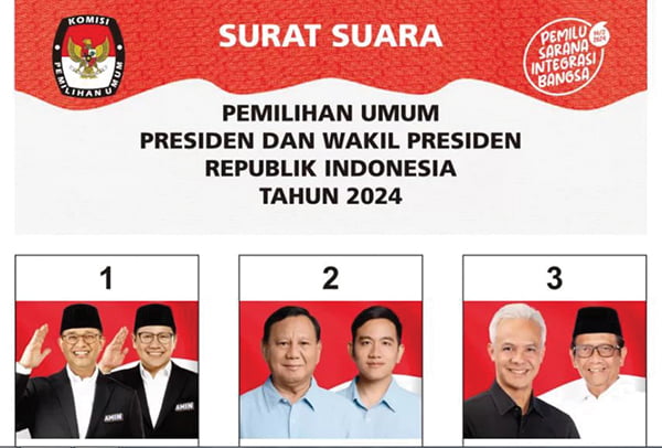 KPU RI: Desain Surat Suara Pilpres 2024 Sudah Disepakati Paslon 1 SURAT SUARA— Desain surat suara Pilpres 2024.