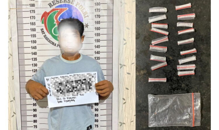 Pekerja Tambang Nyambi Jual Sabu, Ditangkap saat Tunggu Pembeli, 18 Paket Disita 1 PENGEDAR SABU— Pelaku Memo Amanda (26) ditangkap jajaran Satresnarkoba Polres Sijunjung dengan barang bukti 18 paket sabu.