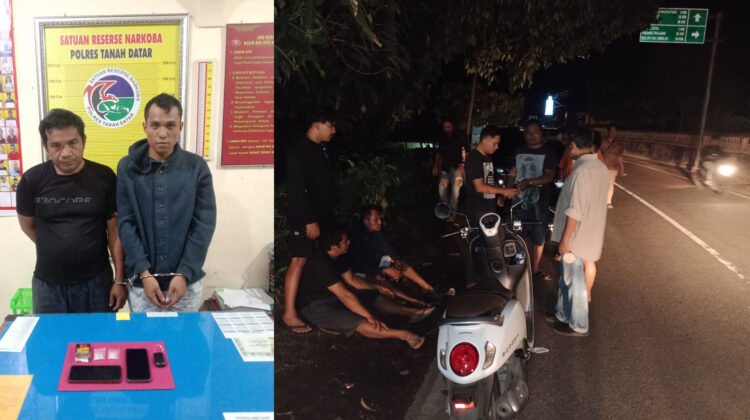 Pengedar dan Pemakai Terciduk Transaksi di Pinggir Jalan, Pelaku Sempat Membuang 2 Paket Sabu 1 NARKOBA— Pengedar dan pemakai sabu ditangkap Tim Tarantula Polres Tanahdatar di pinggir jalan Kecamatan V Kaum.