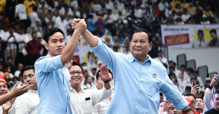 PASANGAN— Capres Prabowo Subianto dan Cawapres Gibran Rakabumbing Raka yang diusung Koalisi Indonesia Maju (KIM).