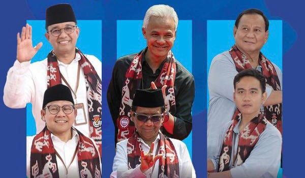 Survei Indikator: Prabowo-Gibran 39,7%, Ganjar-Mahfud 30%, AMIN 24,4% 1 PASANGAN— Tiga pasangan calon presiden dan calon wakil presiden.