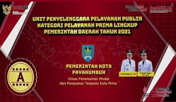 Penghargaan Pelayanan Prima dari kemenpanRB tahun 2021