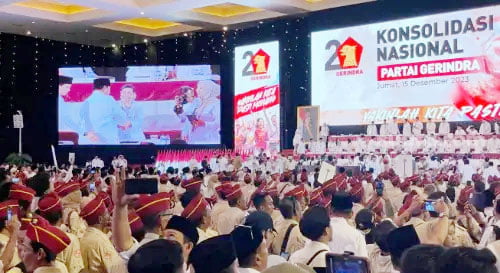 RAKORNAS— Suasana Rakornas Gerindra yang digelar di di JIEXPO Kemayoran, Jakarta.