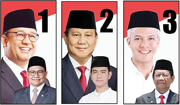 PASANGAN— Tiga pasangan Capres 
dan Cawapres.