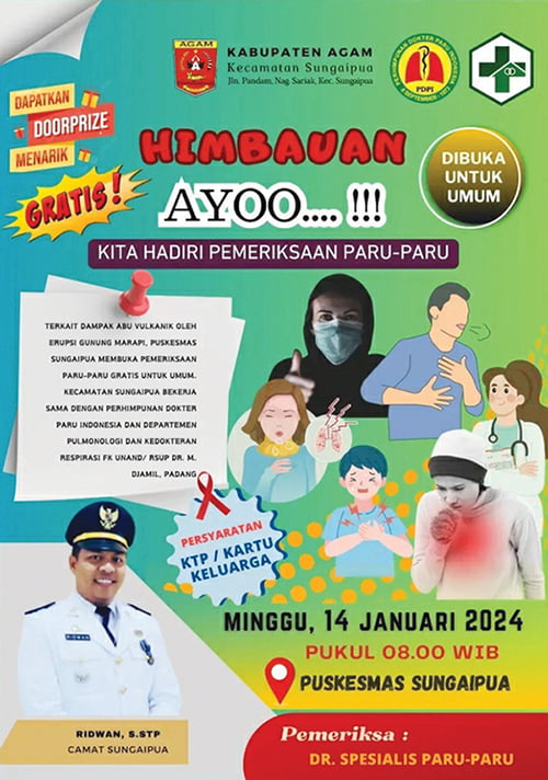 Abu Vulkanik Ancam Kesehatan Pemerintah Kecamatan Sungai Pua Buka Layanan Pemeriksaan Paru Gratis