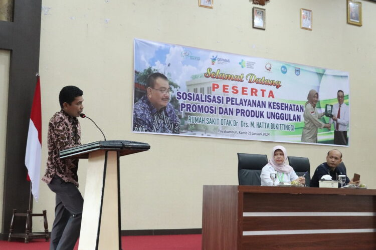 SOSIALISASI—Pemko Payakumbuh bersama Rumah Sakit Otak DR. Drs M. Hatta (RSOMH) Bukittinggi menggelar Sosialisasi Pelayanan Kesehatan, Promosi, dan Produk Unggulan.