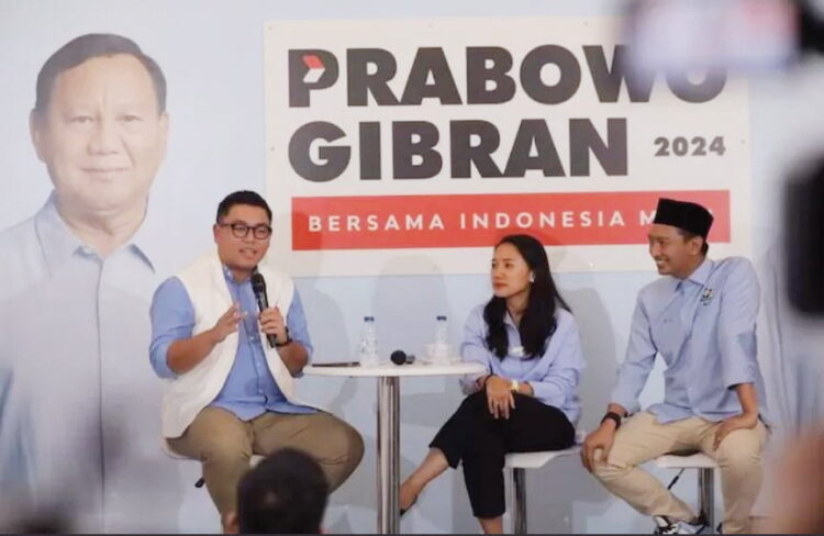 PELUNCURAN PALTFORM DIGITAL— Tim Kampanye Nasional (TKN) Prabowo Subianto-Gibran Rakabuming Raka meluncurkan platform digital Fotober2.ai.