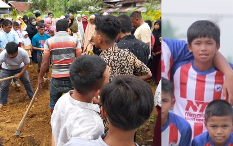 SSB Mandala Berduka, Bek Tengah Zafran Berpulang, Gegara Kesetrum saat Menggulung Kabel Cok Raun 1 MENINGGAL— Zafran (12) pemain bek tengah Klub Bola SSB Mandala Kota Payakumbuh meninggal dunia dan dimakamkan di pandam pekuburan Sicincin, Kabupaten Padangpariaman.