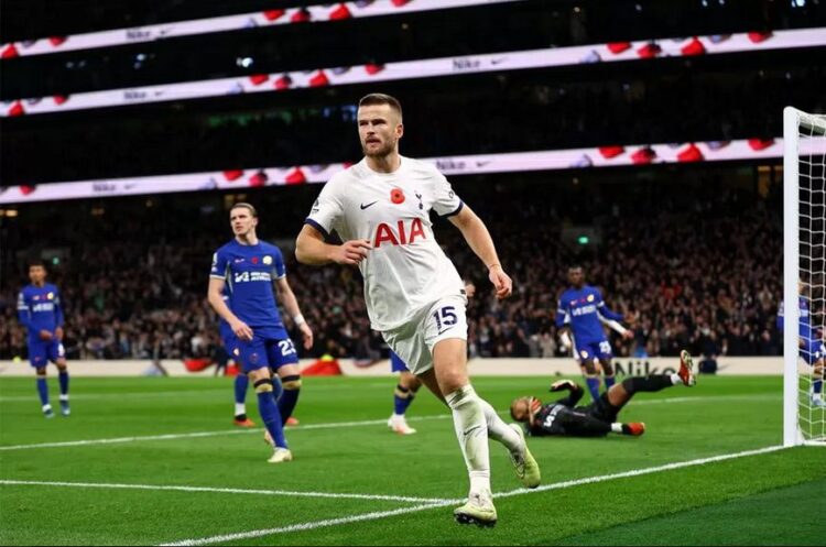 TRANSFER PEMAIN— Eric Dier ketika tampil melawan Chelsea pada November 2023. Ia resmi bergabung dengan Bayern Munchen pada Kamis (11/1) hingga akhir musim.