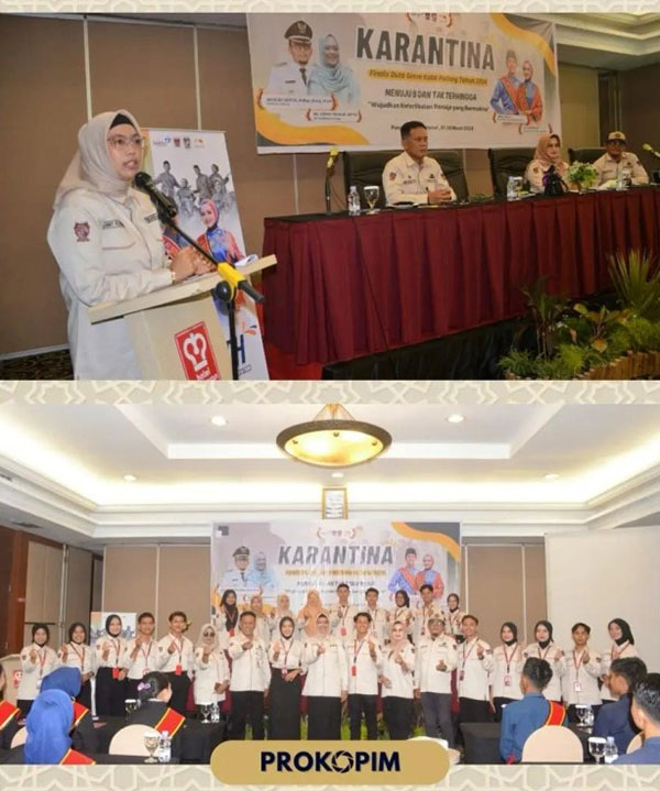 Jelang Malam Grand Final, 50 Finalis Duta GenRe Kota Padang 2024 Ikuti Karantina 1 KARANTINA— Bunda GenRe Kota Padang, Ny. Genny Hendri Septa membuka secara resmi pelaksanaan karantina 50 Finalis Duta GenRe Kota Padang 2024, Jumat (1/3) di Hotel Pangeran Beach.