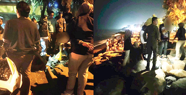 MINUM ALKHOL DAN BERPACARAN— Anggota Satpol PP Padang mengamankan belasan remaja yang tengah minum alkohool di kawasan Kampung Pondok, hingga yang sedang asyik berpasang-pasangan di kawasan batu grib Pantai Padang Sabtu (16/3) dini hari.