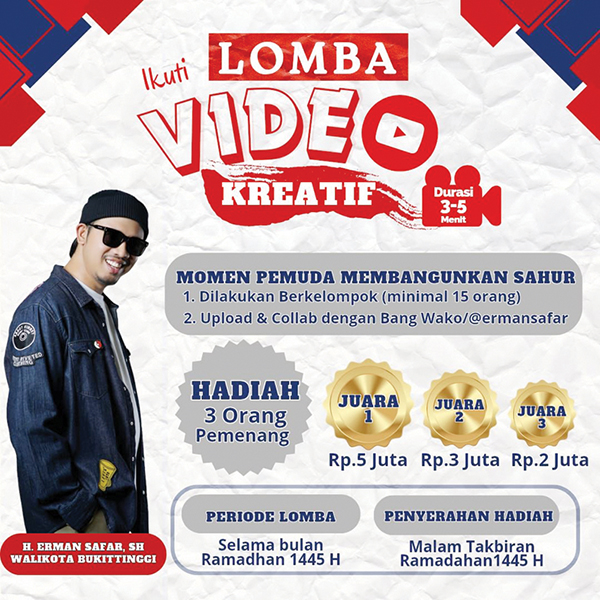 Salurkan Minat Bakat Pemuda Bukittinggi, Wako Erman Safar Gelar Lomba Video Kreatif 1 Wako Erman Safar gelar lomba video kreatif Sahur Ramadan Bukittinggi