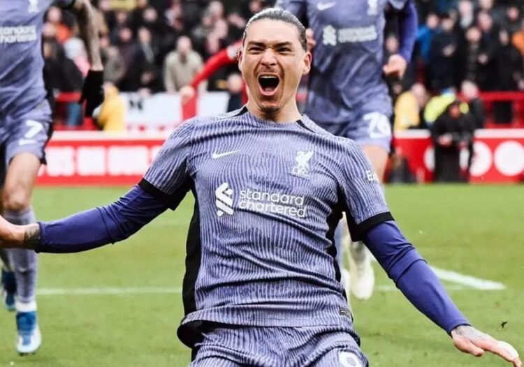 Full Drama, Gol Darwin Nunez di Menit 99 Hadiahi Kemenangan Manis Untuk Liverpool 1 SELEBRASI— Darwin Nunez berselebrasi setelah berhasil cetak gol ke gawang Nottingham Forest.