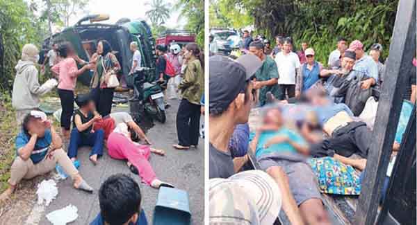 Bus ALS Terbalik di Jalur One Way Malalak, 1 Tewas di Tempat, 47 Penumpang Luka-luka 1 EVAKUASI— Para penumpang yang mengalami luka-luka akibat kecelakaan Bus ALS di jalur one way via Malalak dievakuasi ke rumah sakit.