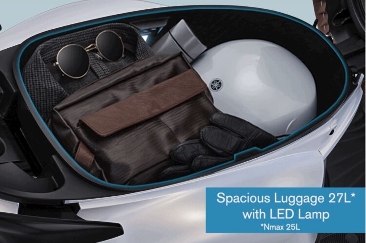BAGASI LUAS- Yamaha Grand Filano Hybrid-Connected memiliki kapasitas bagasi 27 liter yang bisa digunakan untuk menyimpan berbagai barang bawaan.