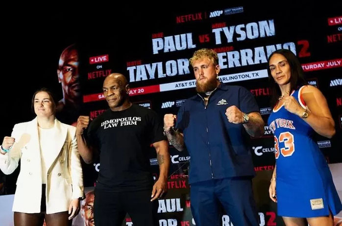 Naik Ring Lagi di Usia 57 Tahun, Duel Mike Tyson vs Jake Paul Gunakan Aturan Khusus 1 NAIK RING LAGI— Mike Tyson naik ring lagi di usia 57 tahun menghadapi Jake Paul yang terpaut 30 tahun dengan usia 27 tahun.