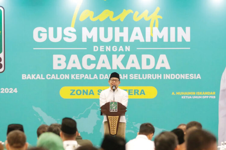 Beri Pesan pada Cakada, Cak Imin: Niatkan untuk Memajukan Daerah 1 HALAL BIHALAL— Ketum PKB, Abdul Muhaimin Iskandar atau Cak Imin menghadiri Halal Bihalal bersama sejumlah Bakal Calon Kepala Daerah tingkat Provinsi dan Kabupaten/Kota di wilayah Sumatera, Rabu (1/5).