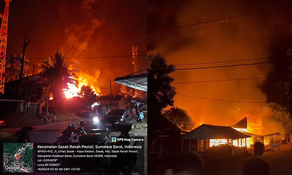 Pasar Sasak Pasbar Kebakaran, 6 Rumah Ludes, 2 Warga Luka Bakar 1 KEBAKARAN— Enam rumah mengalami kebakaran di Pasar Sasak, Jorong Padang Halaban, Nagari Sasak Kecamatan Sasak Ranah Pasisie, Kabupaten Pasaman Barat.