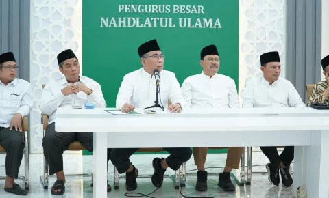 Gus Yahya: Jangan Kampanye Bawa-bawa Nama NU di Pilkada 1 KONFERENSI PERS— Ketua Umum Nahdlatul Ulama (NU) Yahya Cholil Staquf atau Gus Yahya saat konferensi pers.
