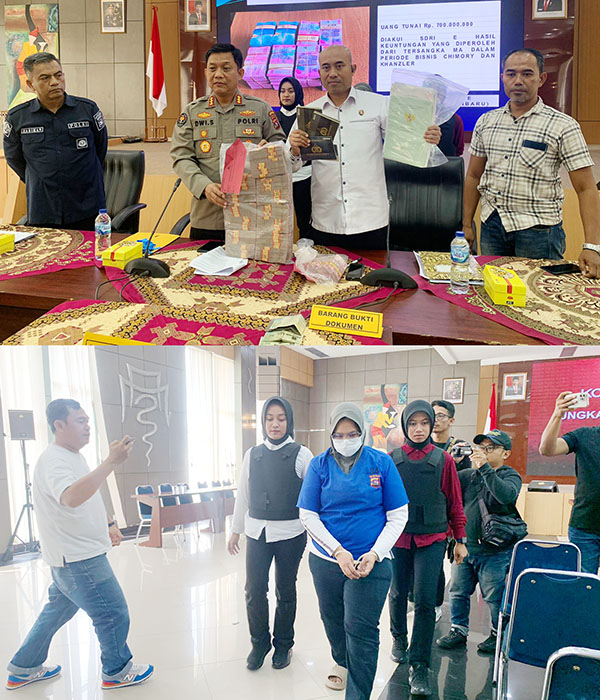 Polda Sumbar Bongkar Kasus Pencucian Uang dari Tersangka Penipuan Rp 17 Miliar, Mobil, Motor, Rumah dan Uang Ratusan Juta Disita 1 PERLIHATKAN BUKTI—
Kabid Humas Kombes Pol Dwi Sulistyawan bersama Dirreskrimum Kombes Pol Andry Kurniawan perlihatkan barang bukti kasus TPPU dengan tersangka MA (36).