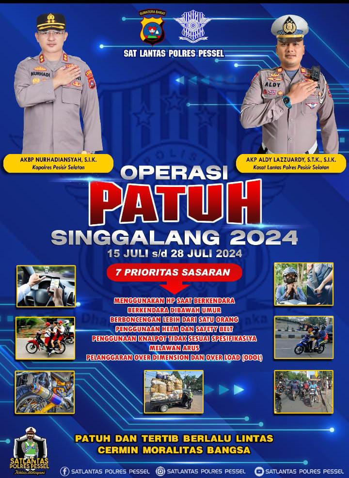 Satlantas Polres Pessel Gelar Operasi Patuh Singgalang 2024, Mulai 15 Juli s/d 28 Juli 1 a22885e4 62c0 43fd a7c4 9c9f3e4e9b2c