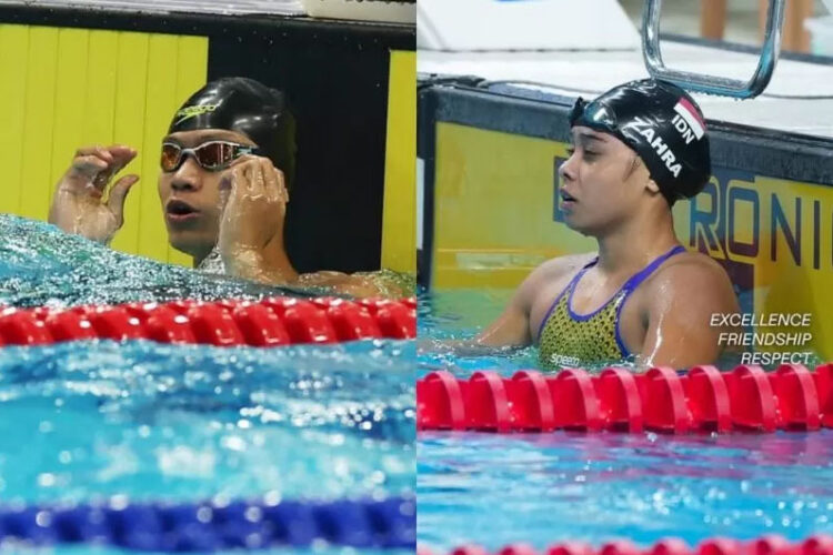 LOLOS OLIMPIADE— Dua atlet renang Indonesia Joe Aditya Wijaya (kiri) dan Azzahra Permatahani (kanan) dinyatakan lolos untuk ikut berkompetisi pada Olimpiade Paris 2024 melalui jalur kuota universality place.