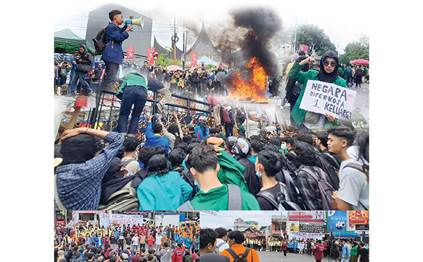 Kawal Putusan MK, Tolak RUU Pilkada, Demo di DPRD Sumbar Memanas, Mahasiswa Tak Temukan Anggota Dewan usai Digeledah 1 DEMONSTRASI— Massa melakukan aksi demonstrasi di DPRD Sumbar menolak revisi UU Pilkada.
