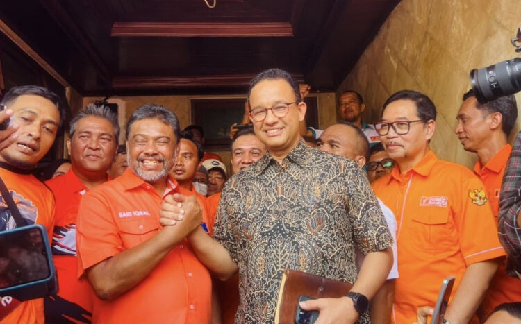 DATANGI PARTAI— Bakal calon gubernur Jakarta Anies Baswedan mendatangi kantor Partai Buruh, Tebet, Jakarta Selatan.