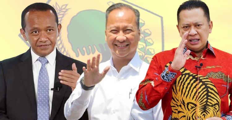 Bahlil, Agus dan Bamsoet Masuk Bursa Caketum Partai Golkar 1 BURSA CALON— Bahlil Lahadalia, Agus Gumiwang Kartasasmita (AGK), dan Bambang Soesatyo (Bamsoet) yang masuk bursa calon Ketua Umum Partai Golkar setelah Airlangga Hartarto mengundurkan diri.