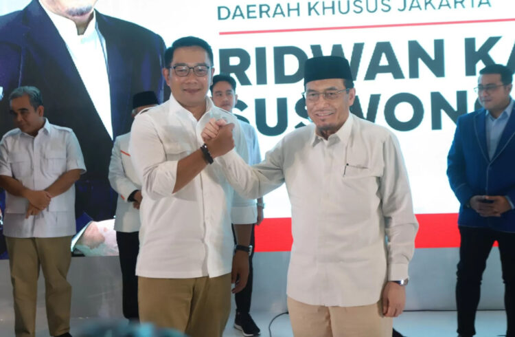 12 Parpol Resmi Dukung Ridwan Kamil-Suswono di Pilgub Jakarta 1 DEKLARASI— Calon gubernur dan wakil gubernur Jakarta 2024-2029 Ridwan Kamil (RK) dan Suswono saat deklarasi di Jakarta, Senin (19/8).