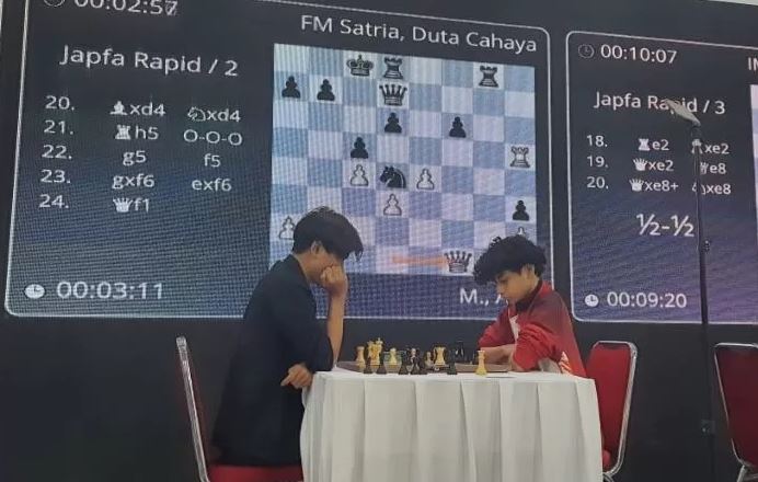 PECATUR— Satria Duta Cahaya berhasil menjadi yang terbaik kategori catur rapid (cepat) Japfa Chess Festival 2024.