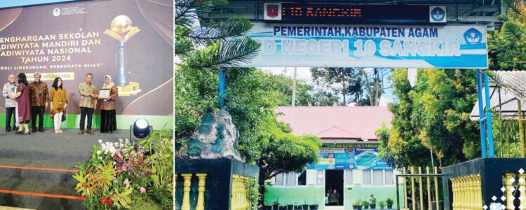 SDN 10 Sangkir Agam Terima Penghargaan Sekolah Adiwiyata Nasional 2024 1 PENGHARGAAN— Wamen LHK RI, Alue Dohong menyerahkan penghargaan Sekolah Adiwiyata Nasional 2024 kepada SDN 10 Sangkir, Kabupaten Agam, Rabu (2/10) di Jakarta.\