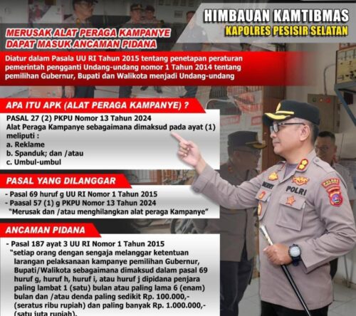 Ancaman Pidana untuk Perusak Alat Kampanye, Polres Pessel Tegaskan Himbauan Kamtibmas 1 mmm e1729679965447