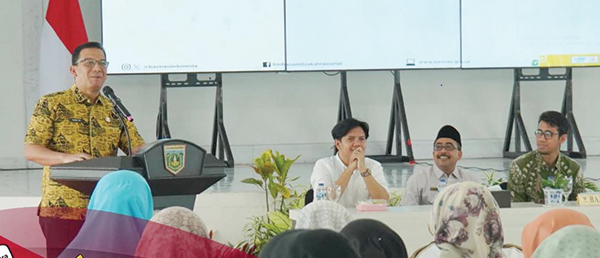 SAMBUTAN—Penjabat (Pj) Wali Kota, Sonny Budaya Putra, AP, M.Si saat berikan sambutan pada acara kemarin.