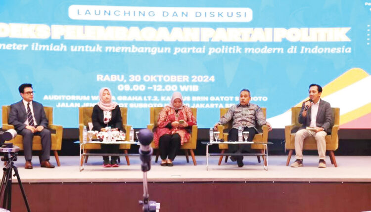 BRIN Luncurkan Indeks Kelembagaan Parpol, PKS Tertinggi Disusul Nasdem 1 PELUNCURAN— Peluncuran Indeks Kelembagaan Partai Politik oleh BRIN di Jakarta (30/10).