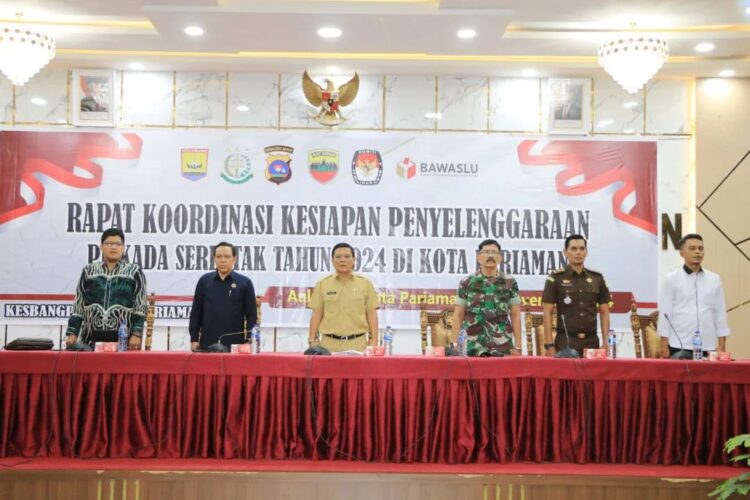 RAKOR PILKADA— Pj Sekretaris Daerah Kota Pariaman Yaminu Rizal saat menghadiri dan  membuka secara resmi Rapat Koordinasi kesiapan penyelenggaraan Pilkada Serentak tahun  2024.