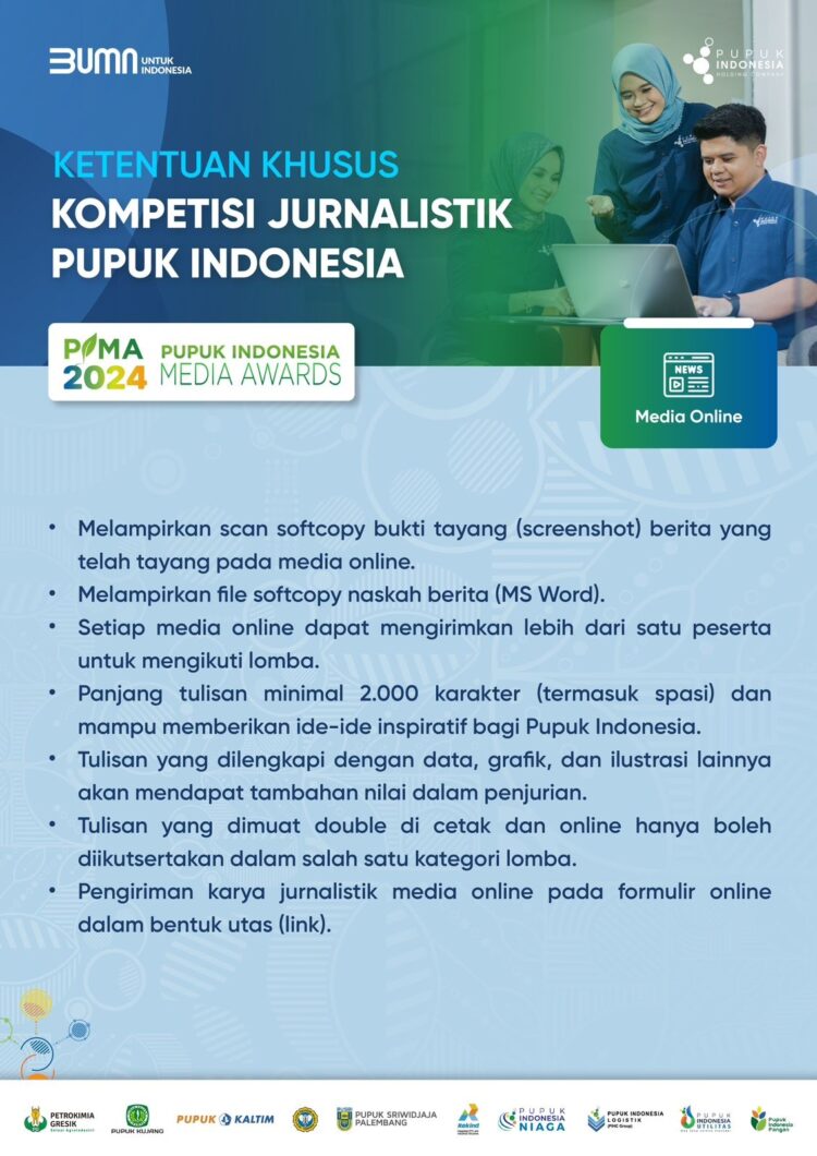 Pupuk Indonesia Media Award (PIMA) 2024, Gelar Kompetisi Jurnalistik 1 3 Ketentuan Khusus Kompetisi Jurnalistik Pupuk Indonesia PIMA 2024