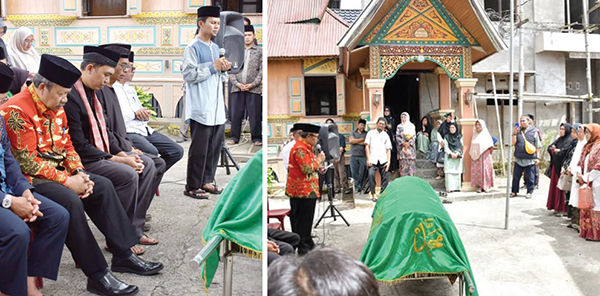MELAYAT— Bupati Agam, Andri Warman melayat ke rumah duka, Helendra Yetti yang merupakan 
staf Disdalduk KBP3A Agam, di Kamang Magek, Kamis (26/12).