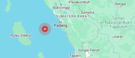 Gempa Magnitudo 5,0 Guncang Padangpariaman 1 TITIK GEMPA— Wilayah Kabupaten Padangpariaman diguncang gempa bumi dengan kekuatan 5.0 magnitudo pada Senin (16/12)