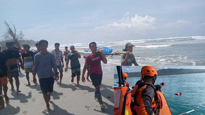 Jasad Dua Penumpang Longboat Karam Ditemukan, Tinggal 1 Korban lagi yang Dicari, Gelombang Tinggi jadi Kendala 1 EVAKUASI— Tim SAR gabungan bersama warga mengevakuasi jenazah penumpang longboat karam di Kecamatan Siberut Barat Daya, Kabupaten Kepulauan Mentawai.