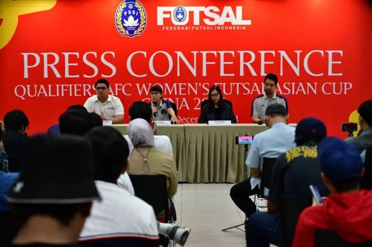 KONFERENSI PERS— Timnas Futsal Putri Indonesia targetkan kemenangan di seluruh pertandingan Grup B, untuk memastikan tiket ke Piala Asia Futsal Putri di Tiongkok pada Mei 2025.